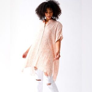 Lost+Wander Shirt Dress in Nude & White.